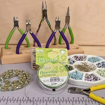The Beadsmith Flex-Rite Wire – 49 Strand, Nylon Coated, Stainless Steel Beading Wire – Clear Color, .024” Diameter, 30-Foot Spool – Flexible Wire for Necklace, Bracelet and Jewelry Making