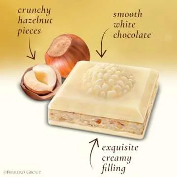 FERRERO ROCHER White Chocolate Tablet with Hazelnut Filling, Creamy & Crunchy Texture, 3.1oz / 90g, Pack of 8 Perfect for Sharing with Family and Friends