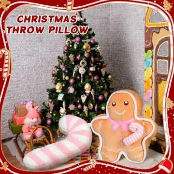 Yalikop Christmas Gingerbread Pillow 2 Pcs Set for Holidays