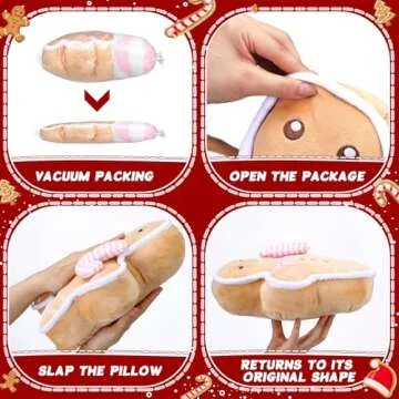 Yalikop Christmas Gingerbread Pillow 2 Pcs Set for Holidays