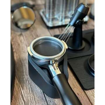 Normcore Portafilter Holder, Portafilter Tamping Station, 304 Stainless Steel With Silicon Espresso Holder Tamper Stand Fits 58mm Espresso Machines Portafilters, Black