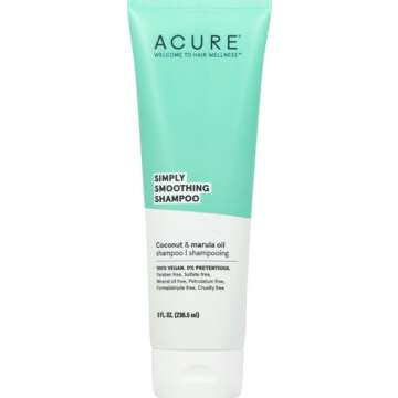 Acure Simply Smoothing Shampoo, Water, Coconut & Marula Oil, 100% Vegan, Performance Driven Hair Car...