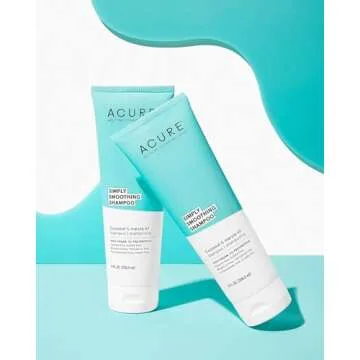 Acure Simply Smoothing Shampoo, Water, Coconut & Marula Oil, 100% Vegan, Performance Driven Hair Care, Smooths & Reduces Frizz, White/Blue, 8 Fl Oz