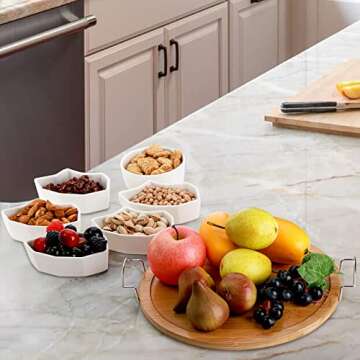 ZENFUN Divided Serving Bowls with Bamboo Tray for Entertaining