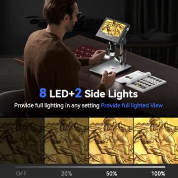 TOMLOV 1000X Coin Microscope with LCD Screen and Lights