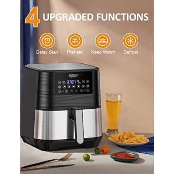 Innsky Air Fryer XL 5.8 QT, 【2022 Upgraded】 11 in 1 Oilless Air Fryers Oven, Easy One Touch Screen with Preheat & Delay Start, ETL Listed, Airfryer 1700W for Air Fry, Roast, Bake, Grill, Recipe Book