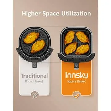 Innsky Air Fryer XL 5.8 QT, 【2022 Upgraded】 11 in 1 Oilless Air Fryers Oven, Easy One Touch Screen with Preheat & Delay Start, ETL Listed, Airfryer 1700W for Air Fry, Roast, Bake, Grill, Recipe Book