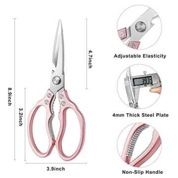 AWinjoy Kitchen Scissors, Heavy Duty Sharp Kitchen Shears Dishwasher Safe,Rose Gold Kitchen Accessor...