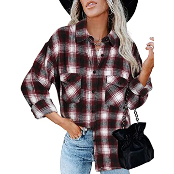 BTFBM Women’s Corduroy Plaid Shacket Jacket - Stylish and Cozy Layering Essential for Fall