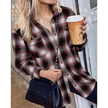 BTFBM Women's Plaid Shacket Jacket - Cozy Fall Essential
