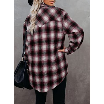 BTFBM Women's Plaid Shacket Jacket - Cozy Fall Essential