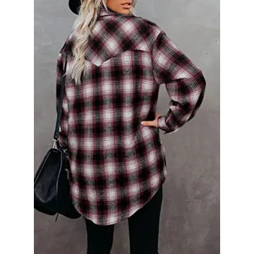 BTFBM Women's Plaid Shacket Jacket - Cozy Fall Essential