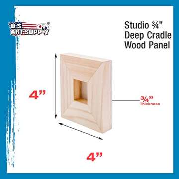 U.S. Art Supply 4x4" Cradled Wood Art Panels - 5 Pack
