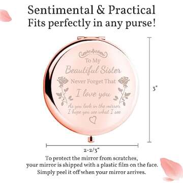 Gorgeous Rose Gold Compact Mirror for Sisters and Friends