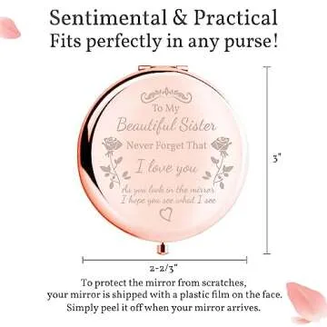 Gorgeous Rose Gold Compact Mirror for Sisters and Friends