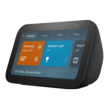 Echo Show 5 (newest model) with WiZ 60W A19 LED Smart Color Bulb - Connects to Your Wi-Fi - E26 Base...