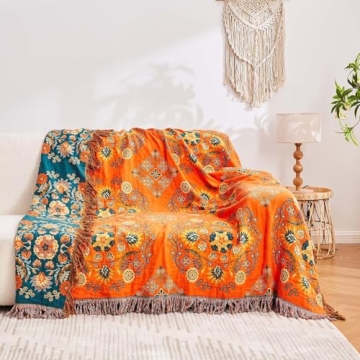XIBLC Boho Throw Blanket - 100% Cotton | Stylish & Soft