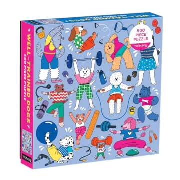 Mudpuppy's Well-Trained 500 Piece Family Puzzle, Includes 500 Pieces of Cute Dogs Getting a Workout ...