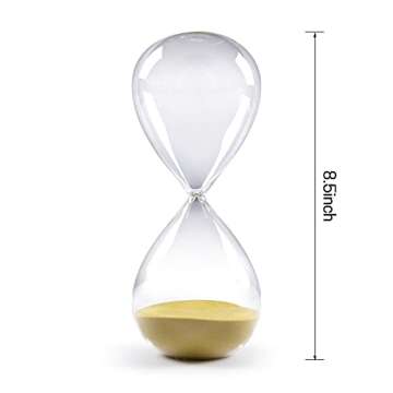 SWISSELITE Hourglass Sand Timers, Hourglass Sand Clock Inspired Glass for Home, Desk, Office Decor (8.5Inch-60Mins Oil Yellow)
