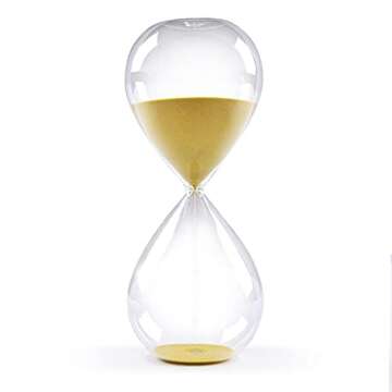 SWISSELITE Hourglass Sand Timers, Hourglass Sand Clock Inspired Glass for Home, Desk, Office Decor (8.5Inch-60Mins Oil Yellow)