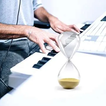SWISSELITE Hourglass Sand Timers, Hourglass Sand Clock Inspired Glass for Home, Desk, Office Decor (8.5Inch-60Mins Oil Yellow)