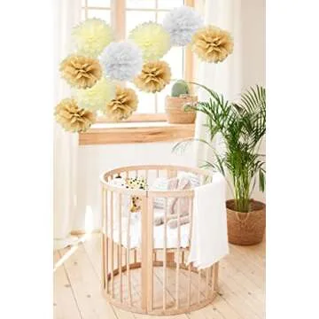 10PCS Cream Tan Brown Beige Boho Party Tissue Pom Poms Paper Flowers Table Centerpieces Neutral Rustic Baby Shower Wedding Birthday Nursery Classroom Hanging Decor
