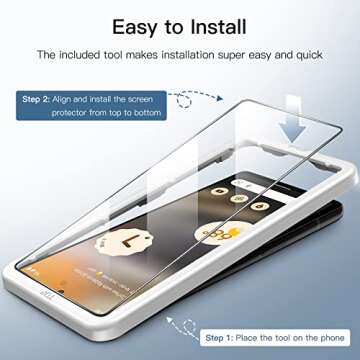 JETech Screen Protector for Google Pixel 6a 6.1-Inch with Camera Lens Protector, Easy Installation Tool, Fingerprint Compatible, Tempered Glass Film, HD Clear, 2-Pack Each