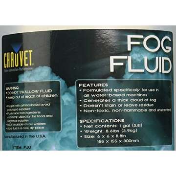 CHAUVET DJ FJ-U Fog Fluid, 1 Gallon, CLEAR 1-Gallon (Packaging May Vary)