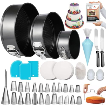 RFAQK 150PC Cake Pan Set: Non-Stick Springform Pans & Decorating Supplies