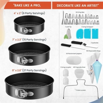 RFAQK 150PC Cake Pan Set for Easy Baking and Decorating