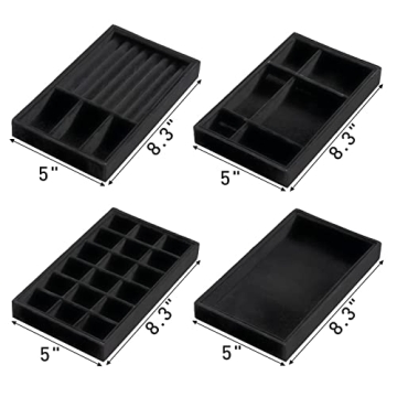 Stylish Elsjoy Velvet Jewelry Organizer Tray Set - 8 Pack