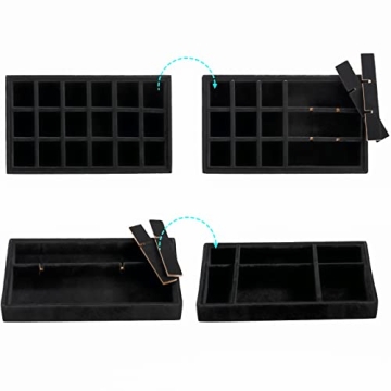 Stylish Elsjoy Velvet Jewelry Organizer Tray Set - 8 Pack