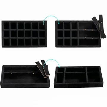 Stylish Elsjoy Velvet Jewelry Organizer Tray Set - 8 Pack