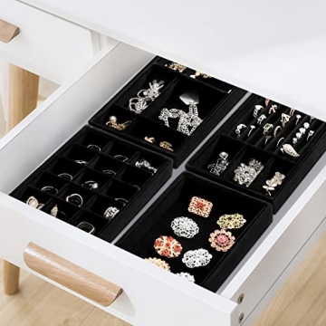 Stylish Elsjoy Velvet Jewelry Organizer Tray Set - 8 Pack