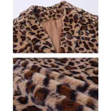 Omoone Women's Faux Fur Jackets Autumn Winter Leopard Coats Loose Fur Coat with Pockets(3361-Brown-M)