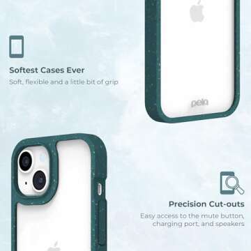 Pela - Phone Case for iPhone 15 - Protective Cell Phone Cover - Eco Friendly Cover Compatible with iPhone 15 Pro Model - Electric Blue