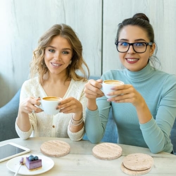 WORHE Natural Travertine Coasters Set of 4 for Stylish Home