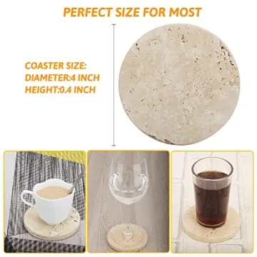 WORHE Natural Travertine Coasters Set of 4 for Stylish Home