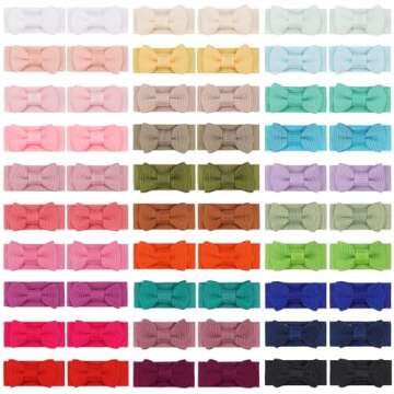 CÉLLOT 60Pcs Baby Hair Clips 1.2" Tiny Baby Bows Snap Hair Clips for Thin Hair Grosgrain Ribbon Hai...
