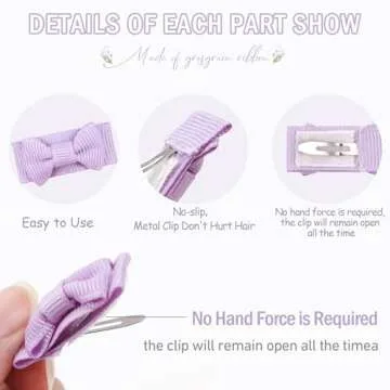 CÉLLOT 60Pcs Baby Hair Clips 1.2" Tiny Baby Bows Snap Hair Clips for Thin Hair Grosgrain Ribbon Hair Bows Clips for Baby Girls Toddlers Infant in Pairs