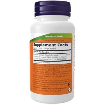 NOW Foods Supplements, Rhodiola 500 mg, Helps Body Adapt to Stress of Daily Life*, Adaptogenic Herb*...