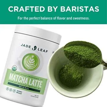Jade Leaf Matcha Organic Cafe Style Sweetened Matcha Latte Green Tea Powder, Premium Barista Crafted...