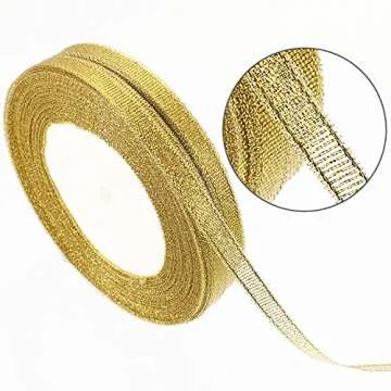 Gejoy 5 Rolls Gold Ribbon for Elegant Gift Wrapping
