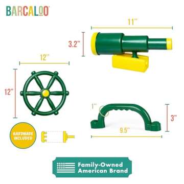 Playground Accessories for Kids Outdoor Playset Kids Pirate Telescope, Steering Wheel, Green Safety ...