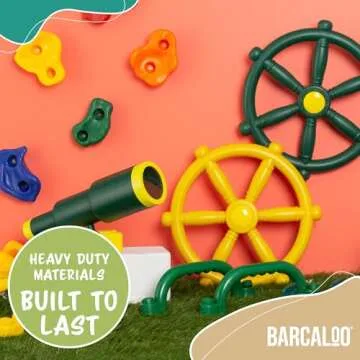 Playground Accessories for Kids Outdoor Playset Kids Pirate Telescope, Steering Wheel, Green Safety Handle Bars Playground Equipment- Backyard, Playhouse, Tree house, Jungle Gym, Swingset, Pirate Ship