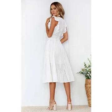 ECOWISH Women's Elegant Wedding Guest Midi Dress 2025