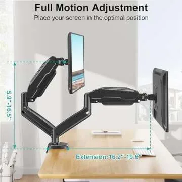 MOUNT PRO Single Monitor Desk Mount - Articulating Gas Spring Arm, Removable VESA Monitor Mount Computer Monitor Stand with Clamp and Grommet Base Fits 13 to 32 Inch LCD Screen, VESA 75x75, 100x100