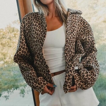 Vhitler Leopard Print Zip Up Hoodie for Trendy Comfort
