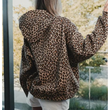 Vhitler Leopard Print Zip Up Hoodie for Trendy Comfort