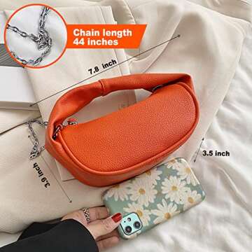 Small Shoulder Handbag for Women Fashion Mini Soft Crossbody Bag Lightweight Clutch Purse with Chain